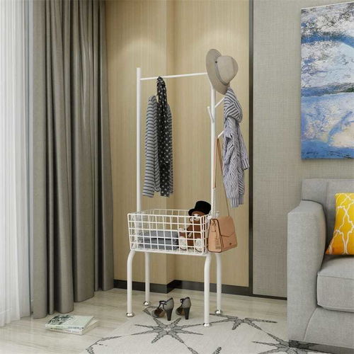 家居必備 簡易折疊單桿鐵藝衣帽架，臥室晾掛新選擇